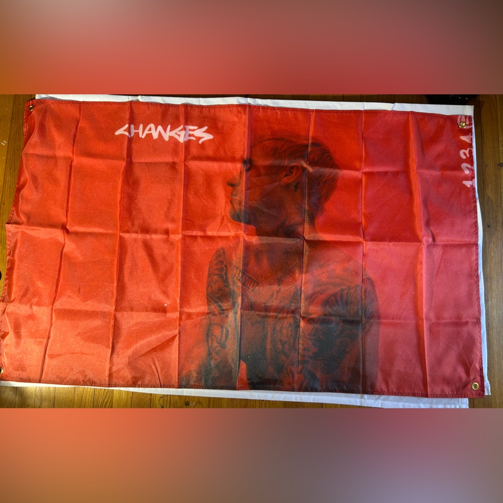 Justin Bieber -Changes Album Cover backdrop, 3 x 5, red & black